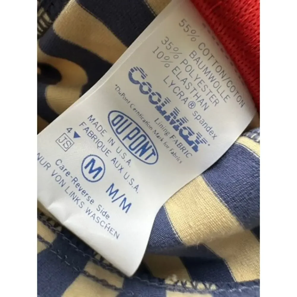 Vintage 80s 90s Marika Blue Striped Coolmax Drawstring Bike Shorts High Waist M